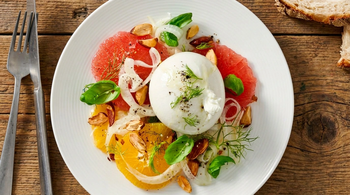 Burrata med citrus- och fänkålssallad | Elegant vårsallad